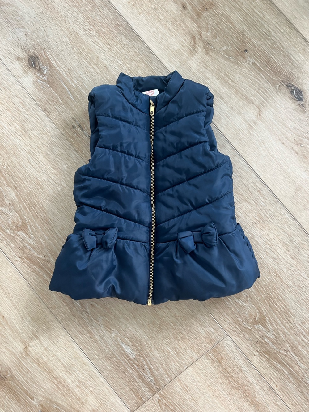 Wonder Nation Girls Navy Puffer Vest with Bow Detail
